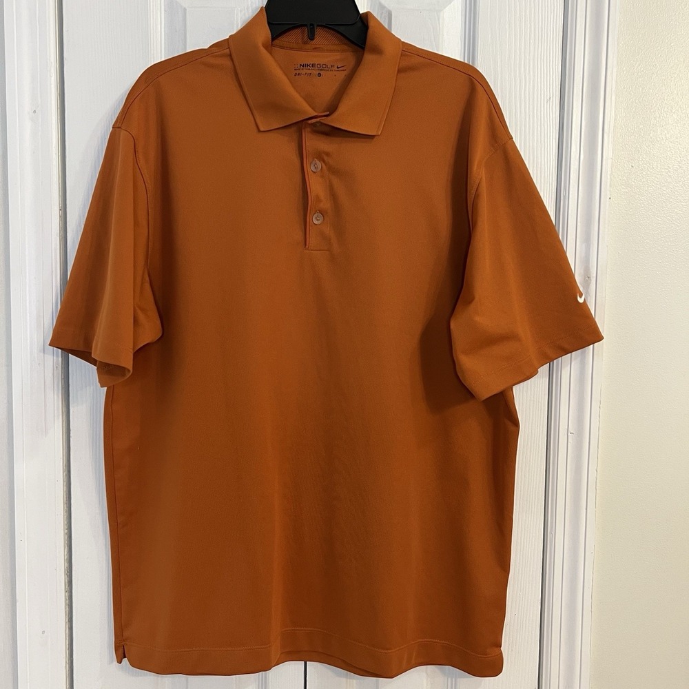 Nike Golf Shirt Adult Large Orange Short Sleeve Dri Fit‎ PoloMens outdoors